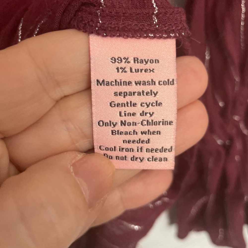 Vintage Juicy Couture Y2K Burgundy Ruffle Sleeve Sparkle Top Size M - Picture 6 of 7